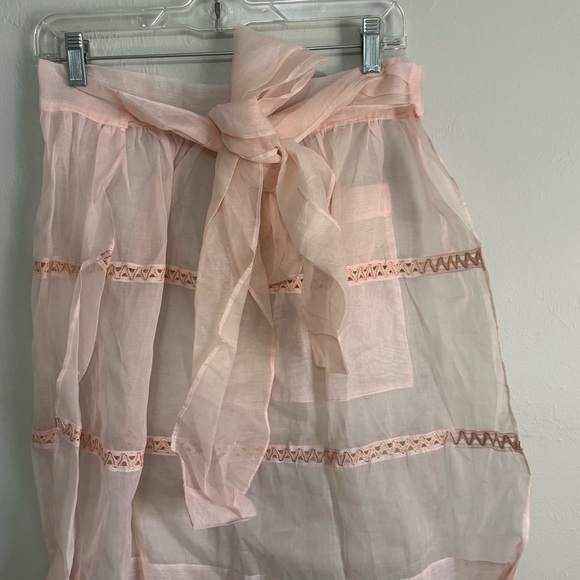 Vintage Pink Sheer Metallic Ric Rac Trim Apron Hand Made OOAK Pocket 22” Long - Picture 4 of 4